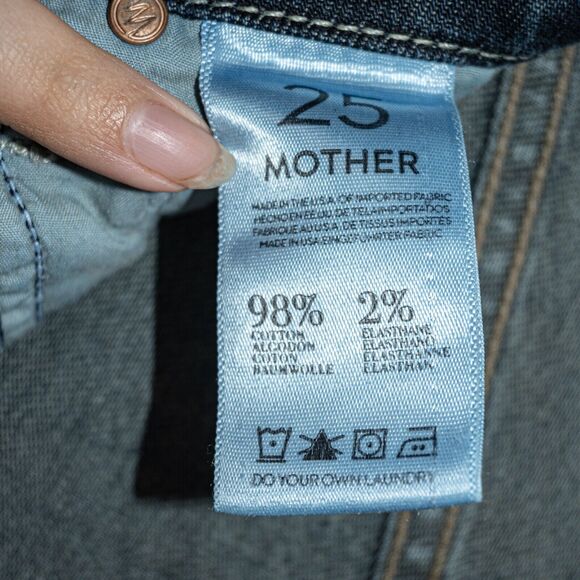 MOTHER Denim The Looker Distressed Skinny Jeans Blue Tarnished size 25 - Picture 10 of 11